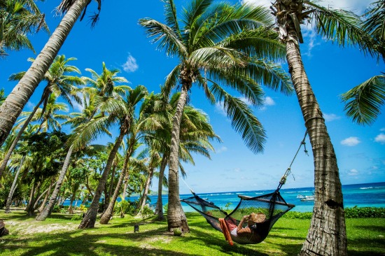 Lazing on a hammock at Tokoriki Island Resort