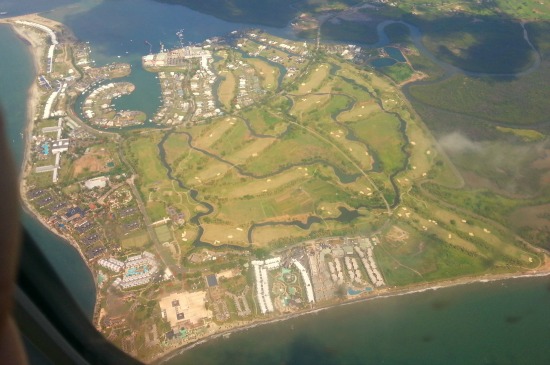 Aerial view of Denarau Island Fiji as I flew over