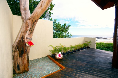 A Fiji honeymoon private outdoor shower at Yasawa Beach & Spa