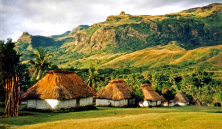 Bures in Navala Village in the highlands of Viti Levu, Fiji