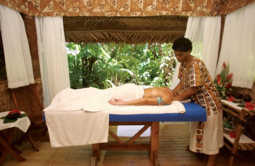 A massage at Castaway Island Resort, Fiji
