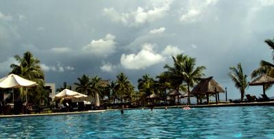 Storm coming in over our resort pool