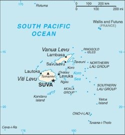 Map of Fiji showing Levuka