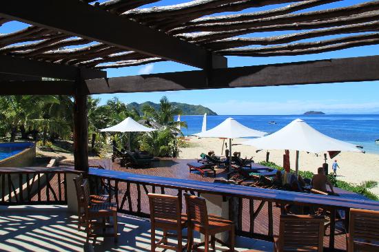 Matamanoa Island Resort, looking out from dining area on a Fiji vacation