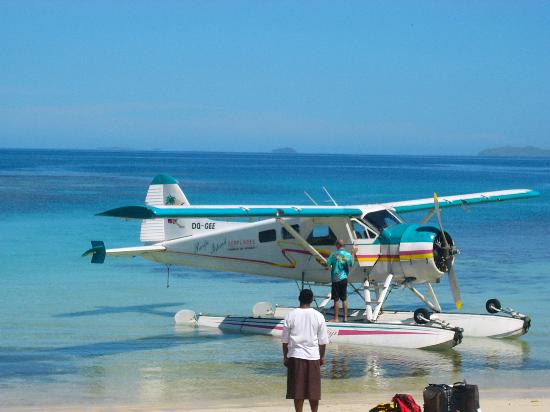 Arriving by seaplane to Vomo Island